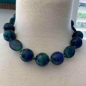 Vintage Azurite necklace with gold filled clasp